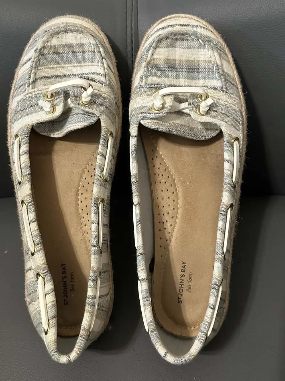 St. John's Bay Flex Form Striped Espadrille Boat Shoes Slip On Size 9